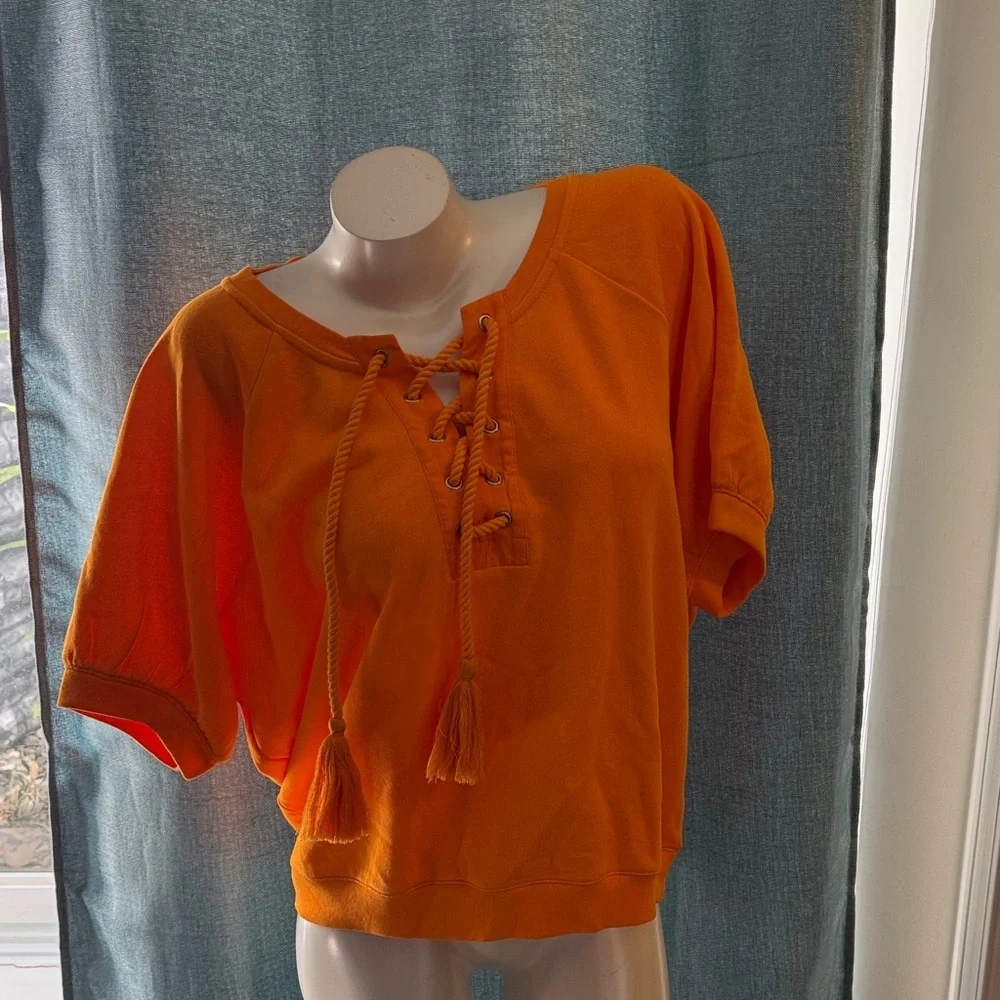 J. Crew Orange Lace-Up Blouse
